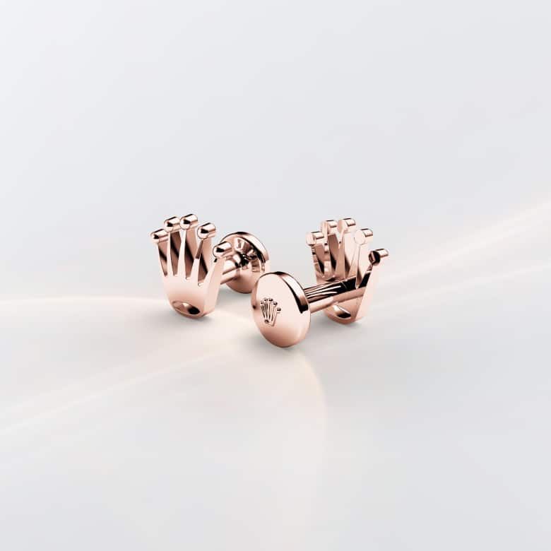 Rolex ‘Crown’ cufflinks in Everose gold, A1015 at Cufflinks
