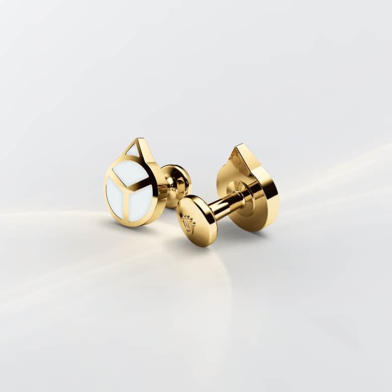 Rolex ‘Hand’ cufflinks in Yellow gold and luminescent material, A1028 at Cufflinks