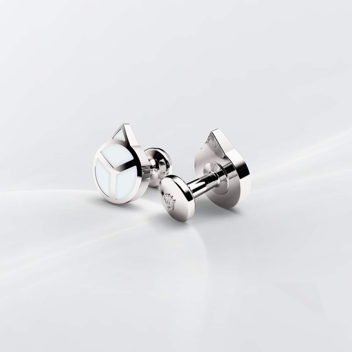 Rolex ‘Hand’ cufflinks in White gold and luminescent material, A1029 at Cufflinks 