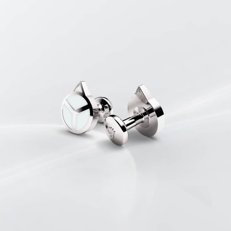 Rolex ‘Hand’ cufflinks in White gold and luminescent material, A1029 at Cufflinks