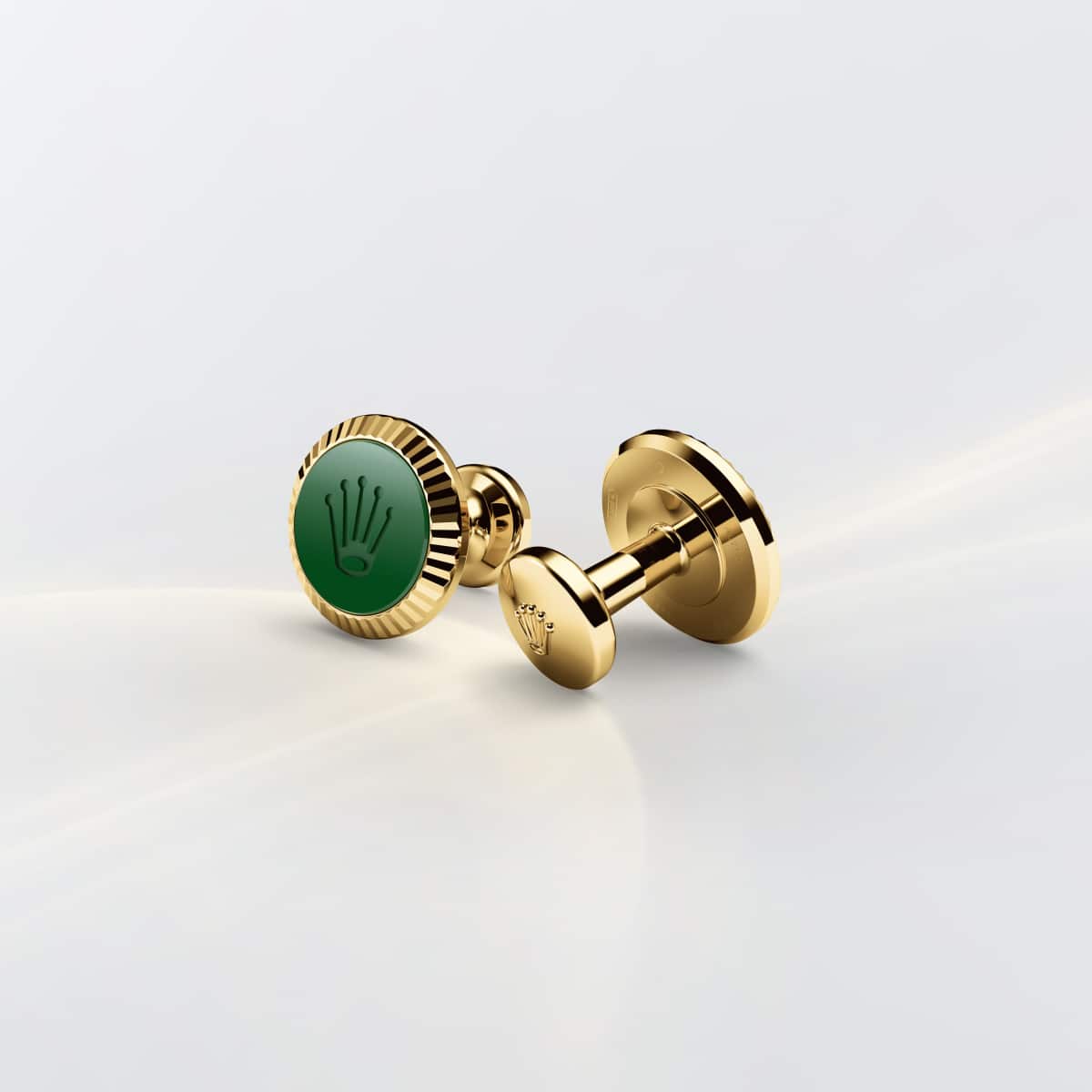Rolex ‘Fluted’ cufflinks in Yellow gold and ceramic, A1038 at Cufflinks 