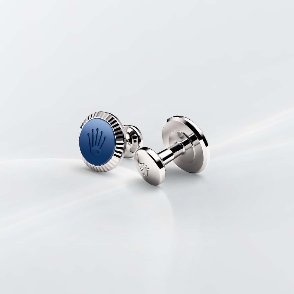 Rolex ‘Fluted’ cufflinks in White gold and ceramic, A1039 at Cufflinks 
