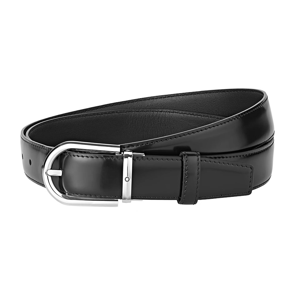 Horseshoe Buckle Black 30 mm Leather Belt