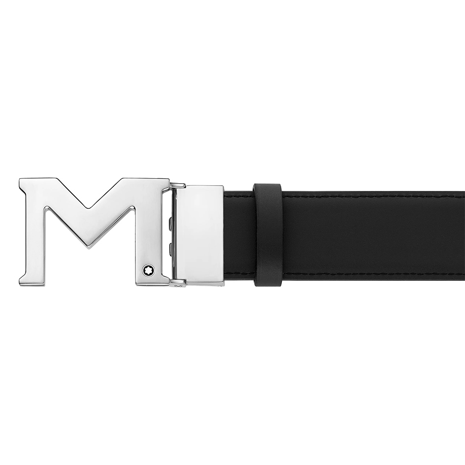 M Buckle Black 35 mm Reversible Leather Belt