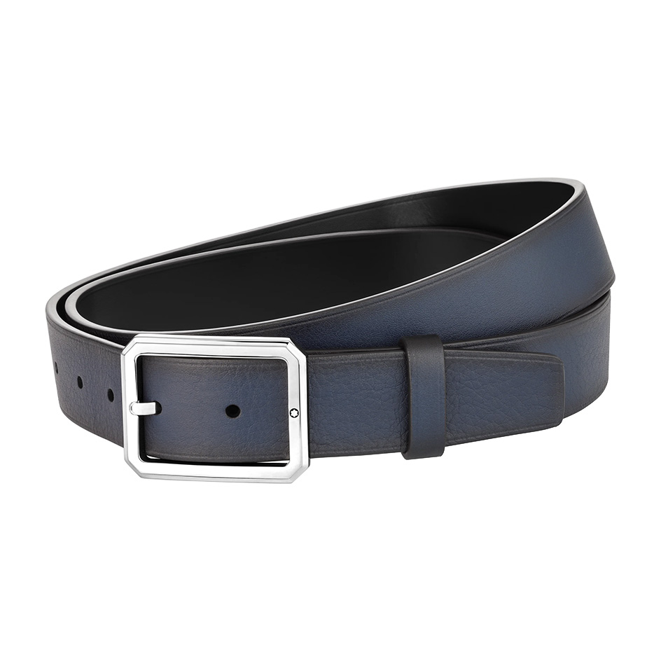 Blue/Black 35 mm Reversible Leather Belt