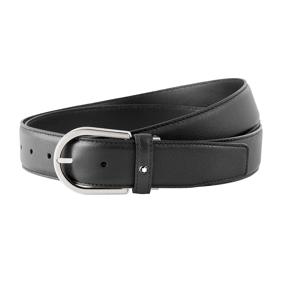 Horseshoe Buckle Gray 35 mm Leather Belt
