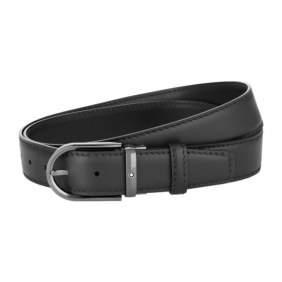 Horseshoe Buckle Black 35 mm Leather Belt