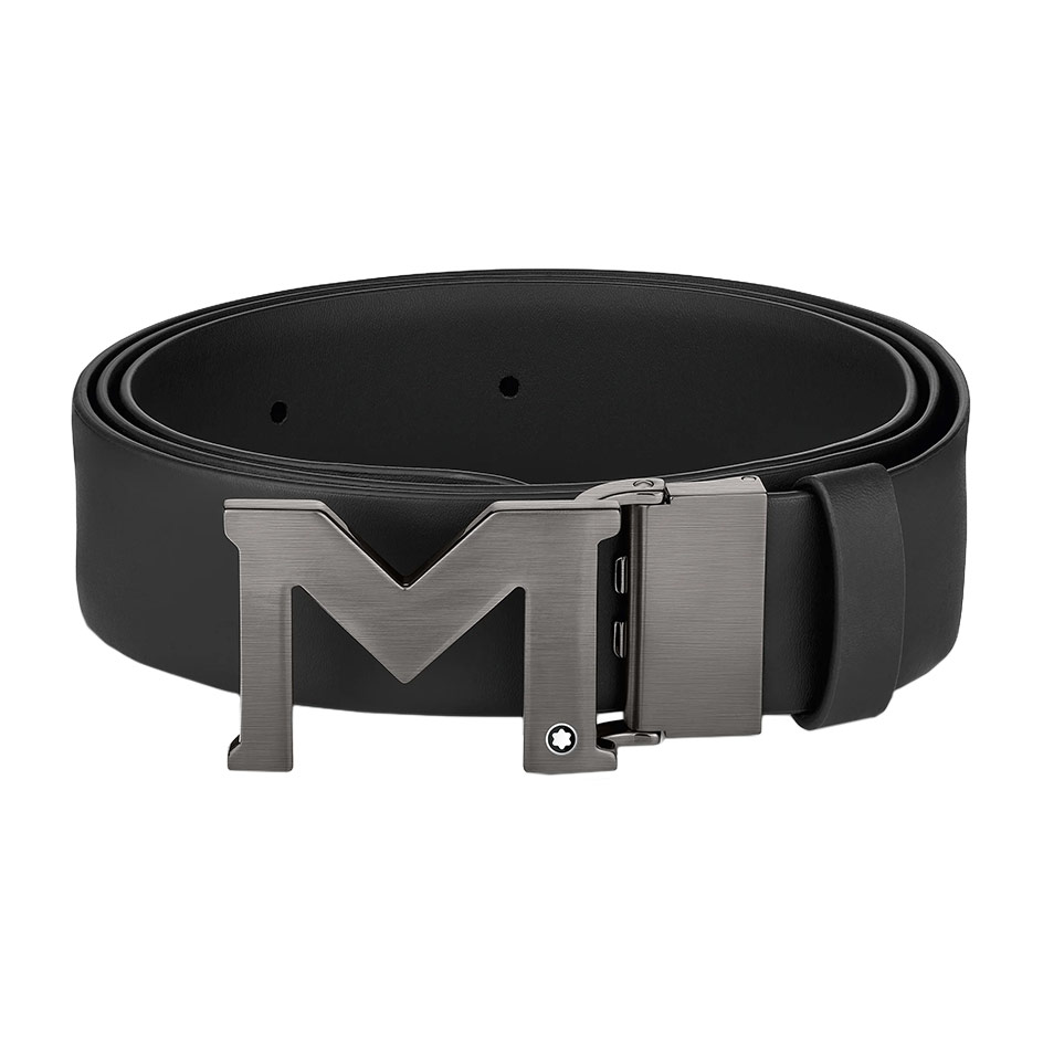 M Buckle Black 35 mm Leather Belt