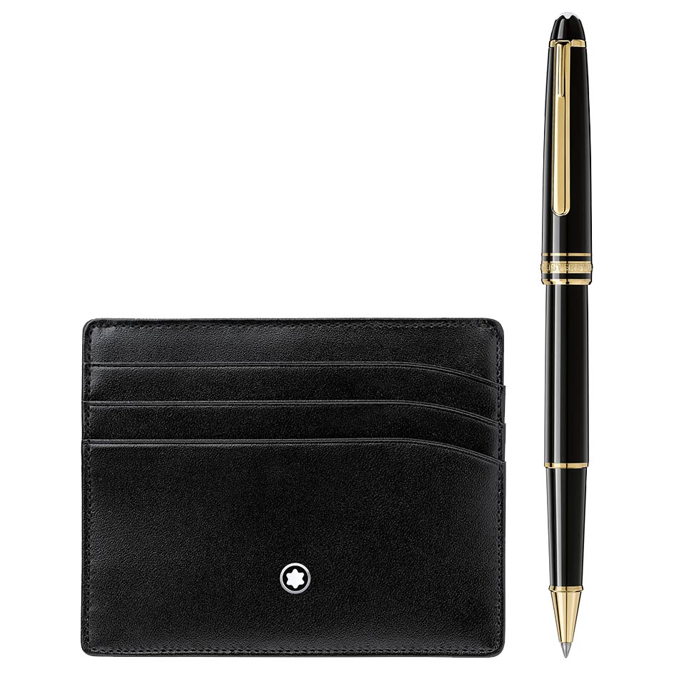 Gift Set With Meisterstuck Gold Line Classique Rollerball And Pocket Holder 6Cc