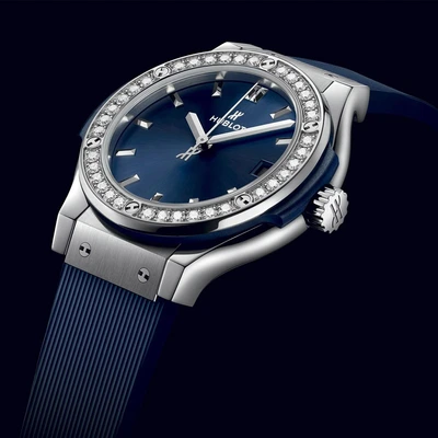 Hublot Classic Fusion Titanium Blue Diamonds - Model No. 581.NX.7170.RX.1104