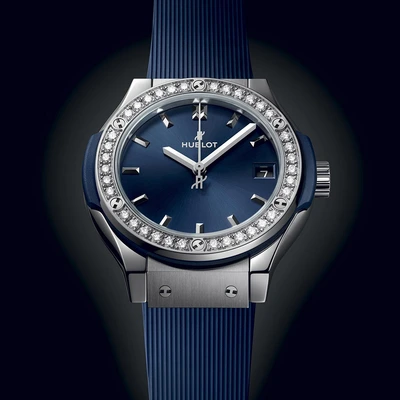 Hublot Classic Fusion Titanium Blue Diamonds - Model No. 581.NX.7170.RX.1104