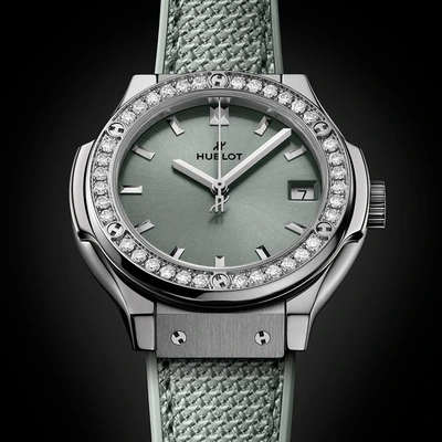 Hublot Classic Fusion Titanium Sage Green Diamonds - Model No. 581.NX.891G.NR.1104