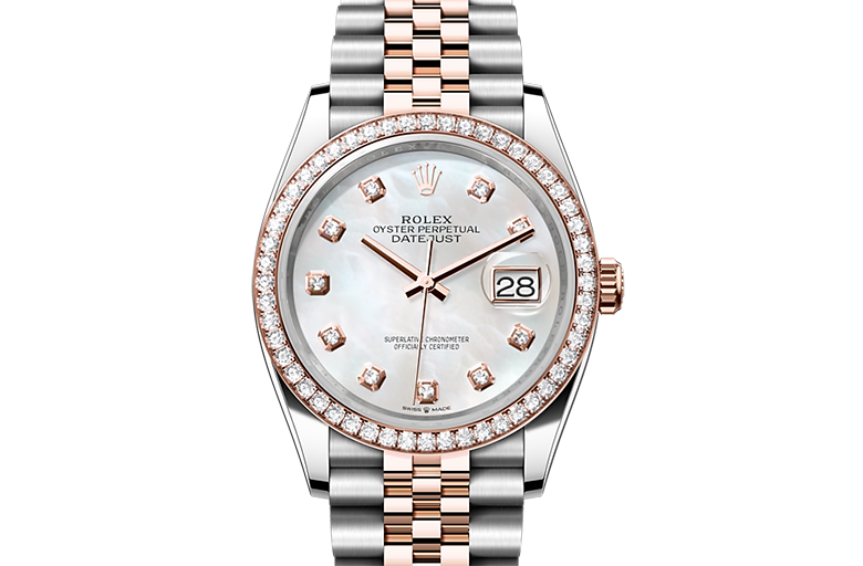 Rolex Datejust, Oyster, 36 mm, Oystersteel, Everose gold and diamonds, M126281RBR-0009