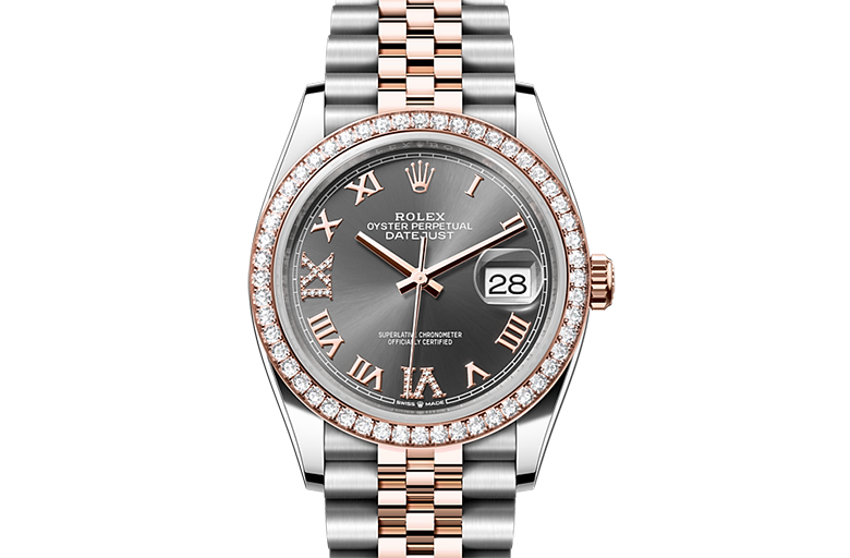 Rolex Datejust, Oyster, 36 mm, Oystersteel, Everose gold and diamonds, M126281RBR-0011