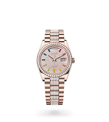 Rolex Day-Date, Oyster, 36 mm, Everose gold and diamonds, M128345RBR-0043