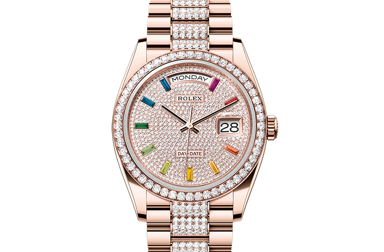 Rolex Day-Date, Oyster, 36 mm, Everose gold and diamonds, M128345RBR-0043