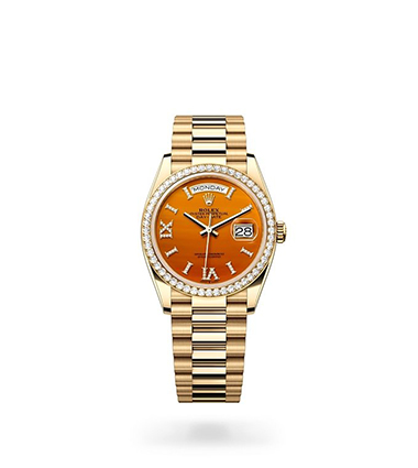 Rolex Day-Date, Oyster, 36 mm, yellow gold and diamonds, M128348RBR-0049