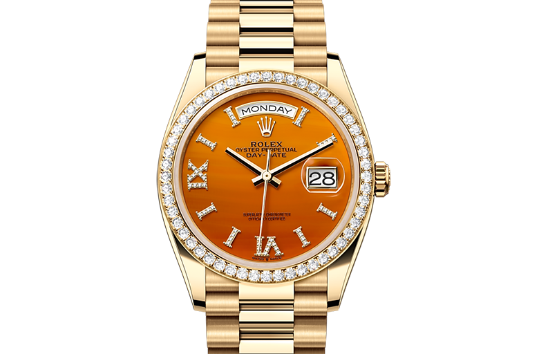 Rolex Day-Date, Oyster, 36 mm, yellow gold and diamonds, M128348RBR-0049