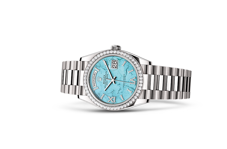 Rolex Day-Date, Oyster, 36 mm, white gold and diamonds, M128349RBR-0031