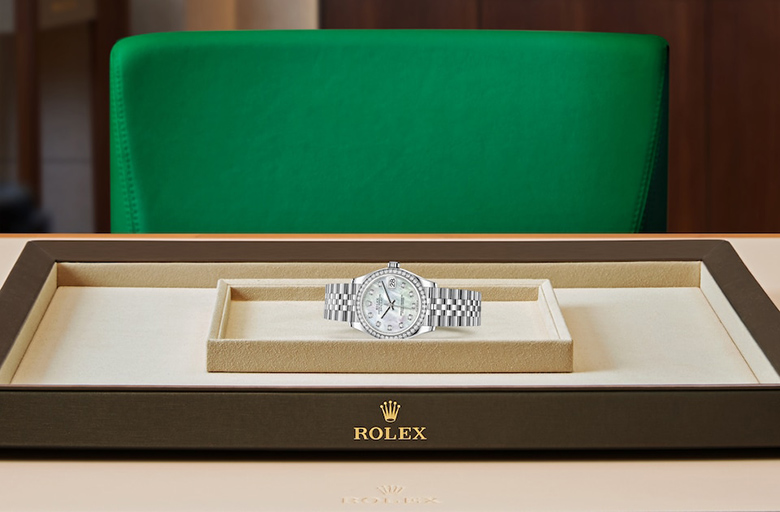 Rolex Datejust, Oyster, 31 mm, Oystersteel, white gold and diamonds, M278384RBR-0008