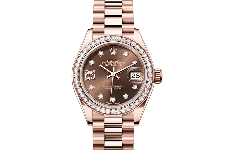 Rolex Lady-Datejust, Oyster, 28 mm, Everose gold and diamonds, M279135RBR-0001
