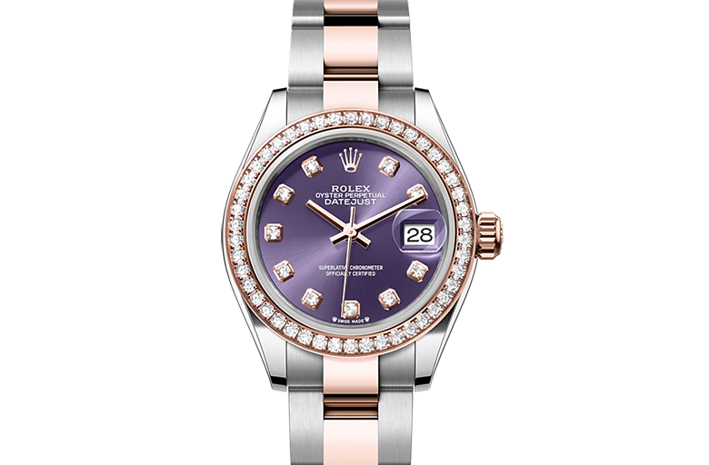 Rolex Lady-Datejust, Oyster, 28 mm, Oystersteel, Everose gold and diamonds, M279381RBR-0016