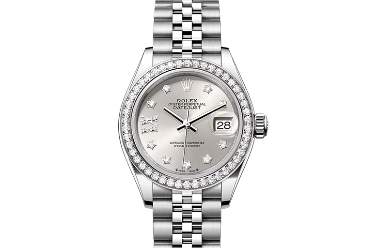 Rolex Lady-Datejust, Oyster, 28 mm, Oystersteel, white gold and diamonds, M279384RBR-0021