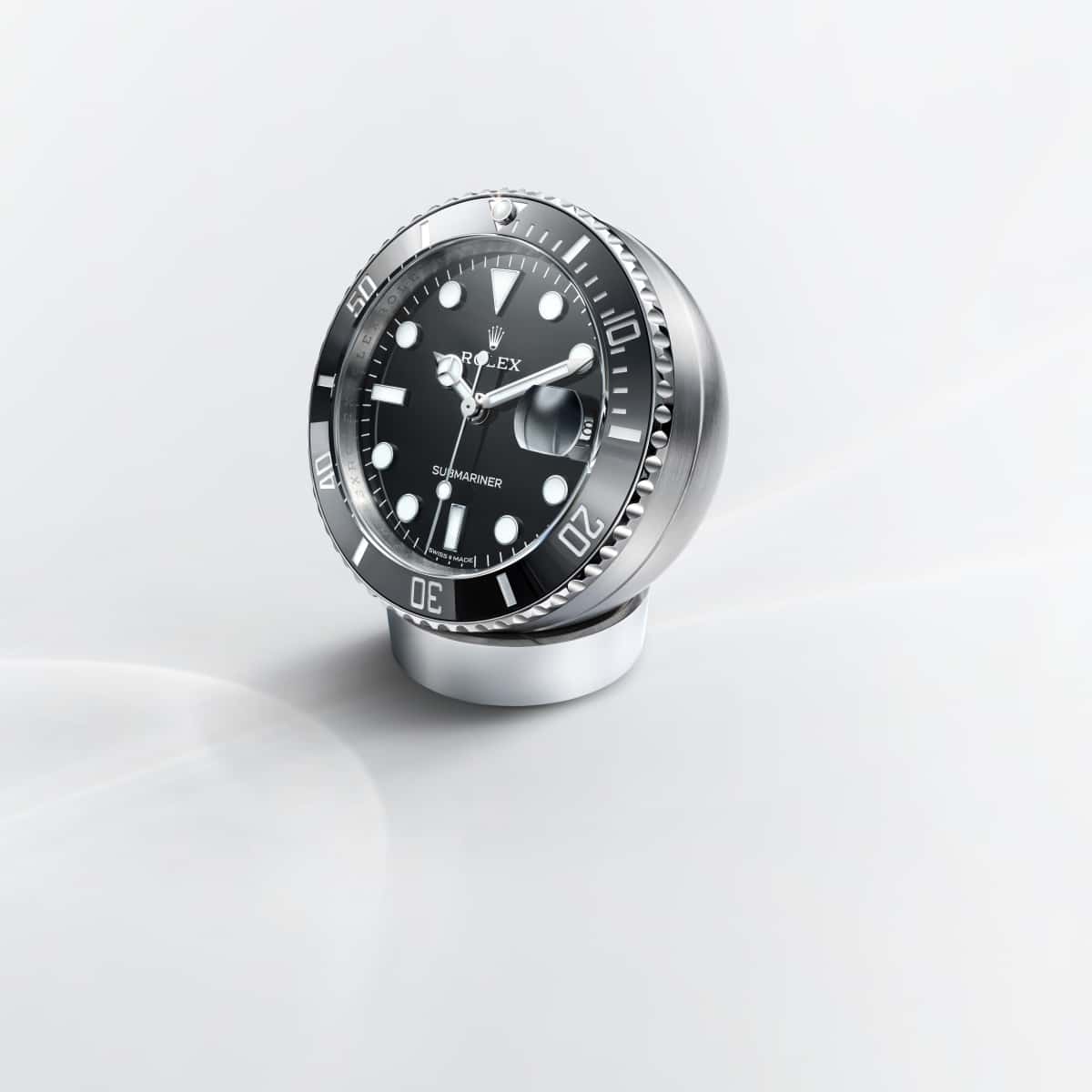 Rolex Submariner Date desk clock in Stainless steel, c909010ln-0001 at Kapoor Watch Co. 